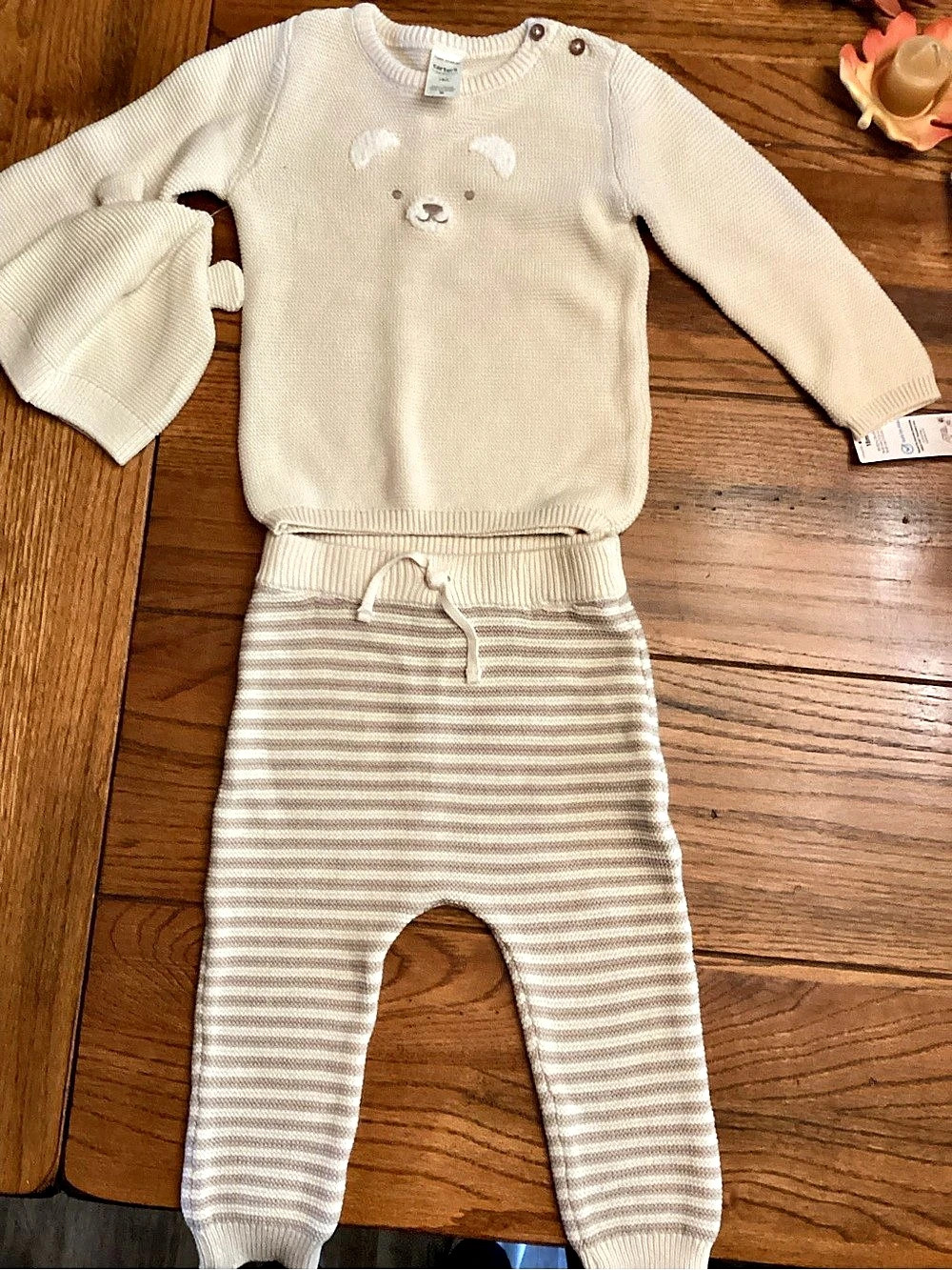 Carter's Just One You Baby Boys' Bear Sweater and Striped Pants Set Bear Sweater